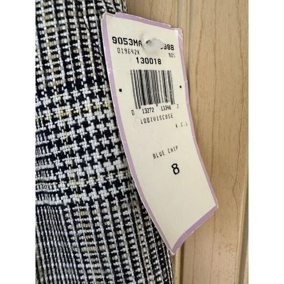 Vintage Evan Picone Pants Womens Size 8 Black & White Plaid High Waist Checkered - Picture 3 of 7
